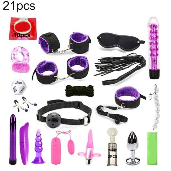 Plush Handcuffs Restraints Bondage Condom Dildo Choker Couples Sex Tool Set