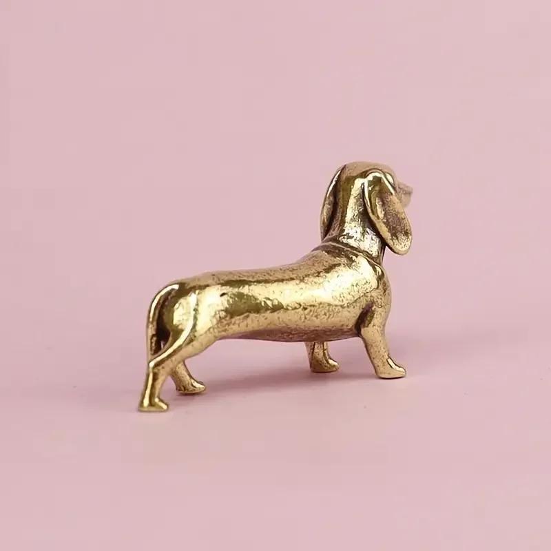 Retro Kupfer Dackel Statue, Vintage Messing Figuren, Heimdeko Desktop Ornament Niedliche Miniaturen Antike Tee Haustier Handwerk Geschenke