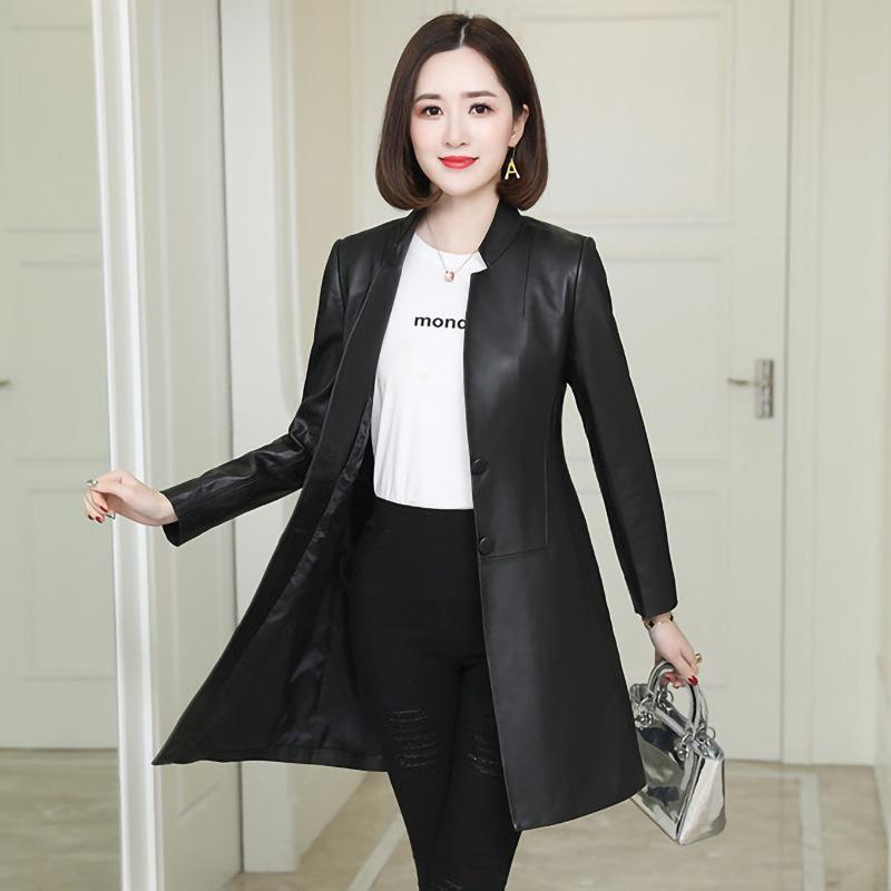 

Новая женская ветровка средней длины из натуральной овчины, приталенная ветровка с воротником-стойкой для работы 3XL