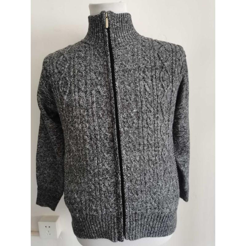 Men's Thick Knit Stand Collar Cardigan