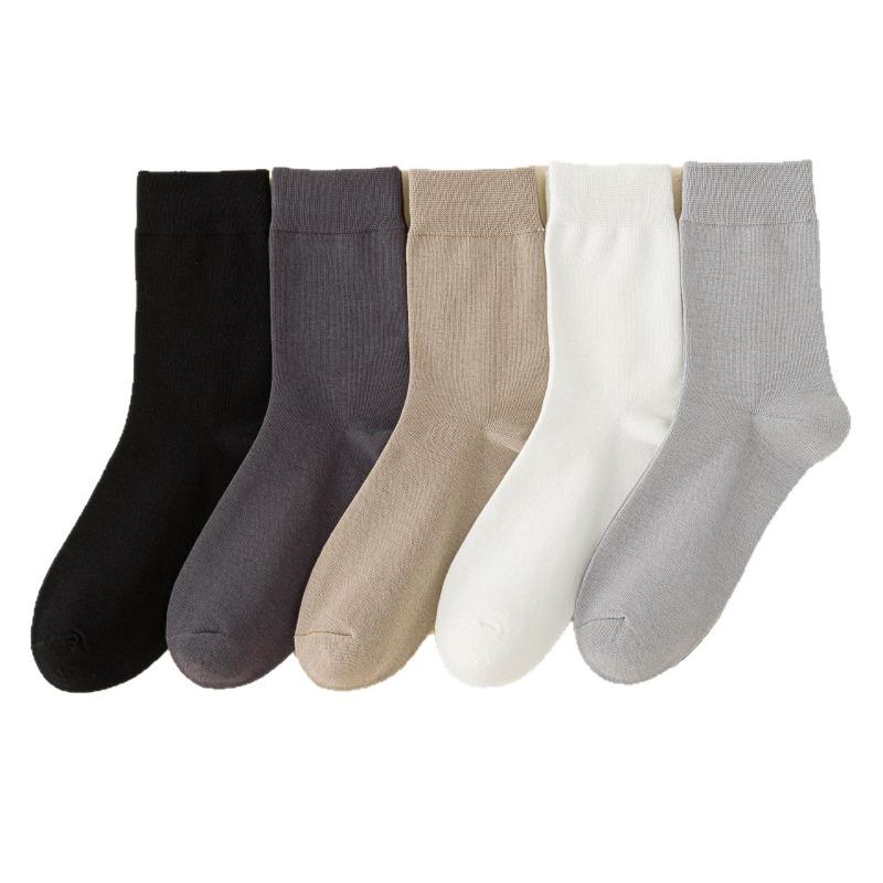Men's Autumn and Winter Business Casual Mid-calf Socks, Anti-pilling Versatile Solid Color Long Calf Socks, Cotton Sweat-absorbing Socks