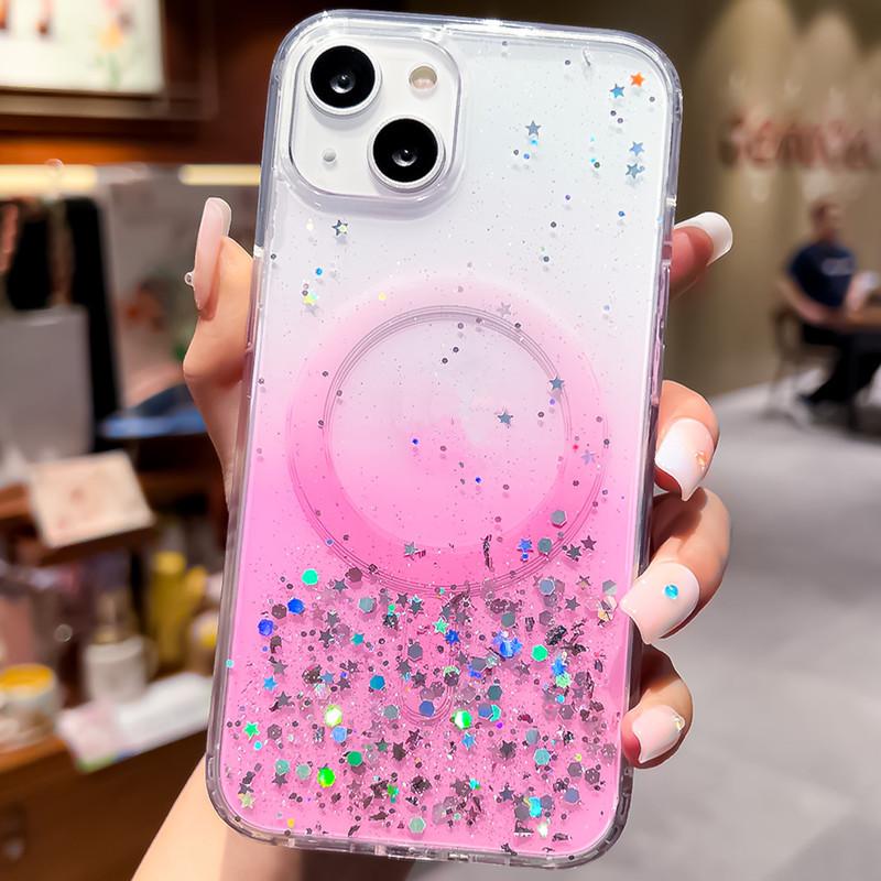 iPhone 17 Case: Epoxy, Glitter, Magnetic - Compatible with iPhone 11, 12, 13 Pro Max, 14, and 15 Gradient Styles