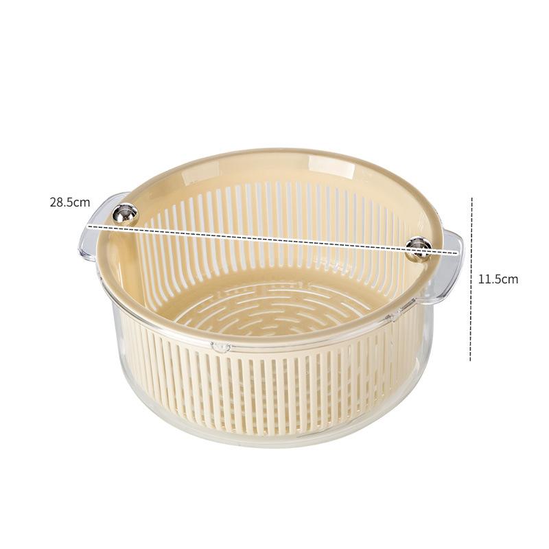 Drain Basket Simple Kitchen Double Layer Vegetable Basket Fruit and Vegetable Drain Basket Kitchen Vegetable Basin Dump Basket кремовый