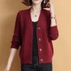 Women's Autumn Loose and Thick Knitted Cardigan, Middle-aged Mother's Simple and Elegant Sweater Jacket