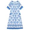 Women's Plus Size Maxi Dress, Boho Print Loose Short Sleeve Casual Dress with Pockets (XL-5XL)