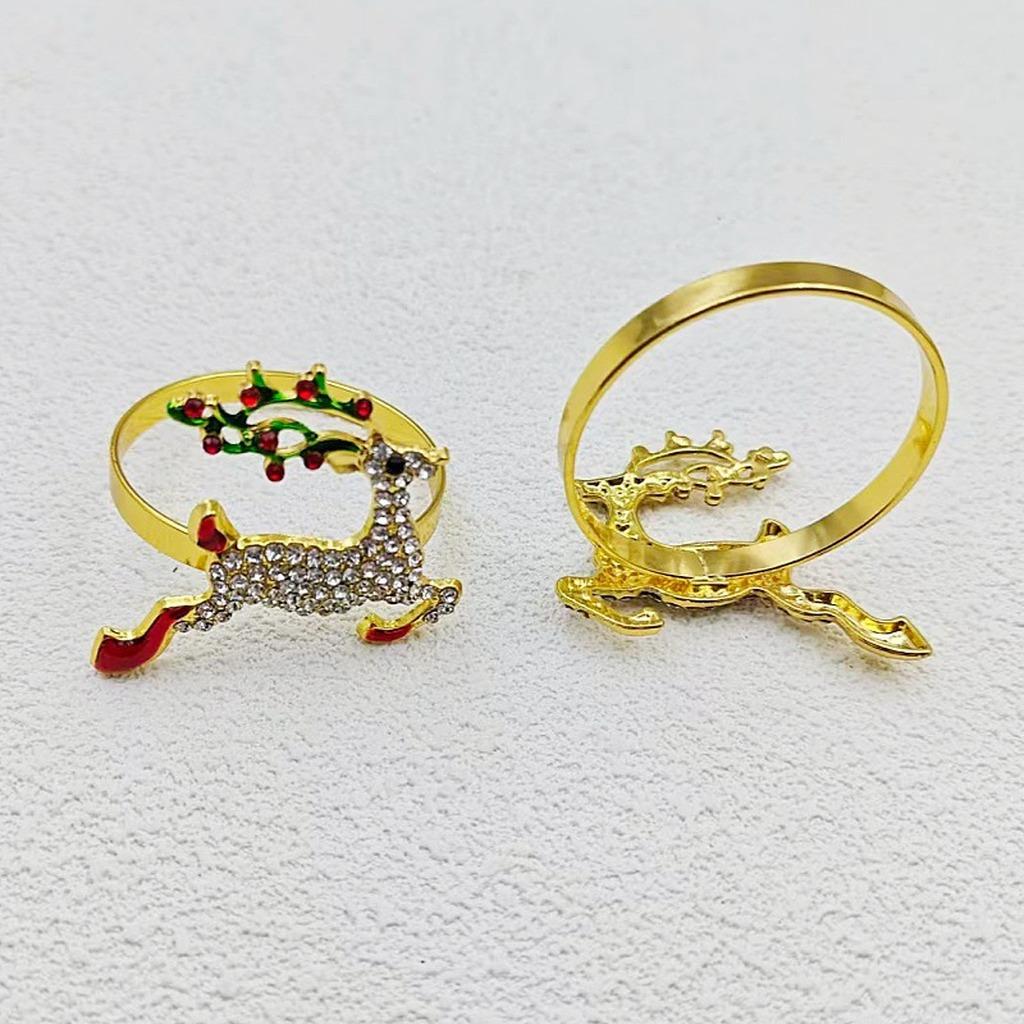 high-end Christmas Zinc Alloy Napkin Ring New Year Festive Candy Cane Bow Napkin Holder for Holiday Xmas Table Decoration