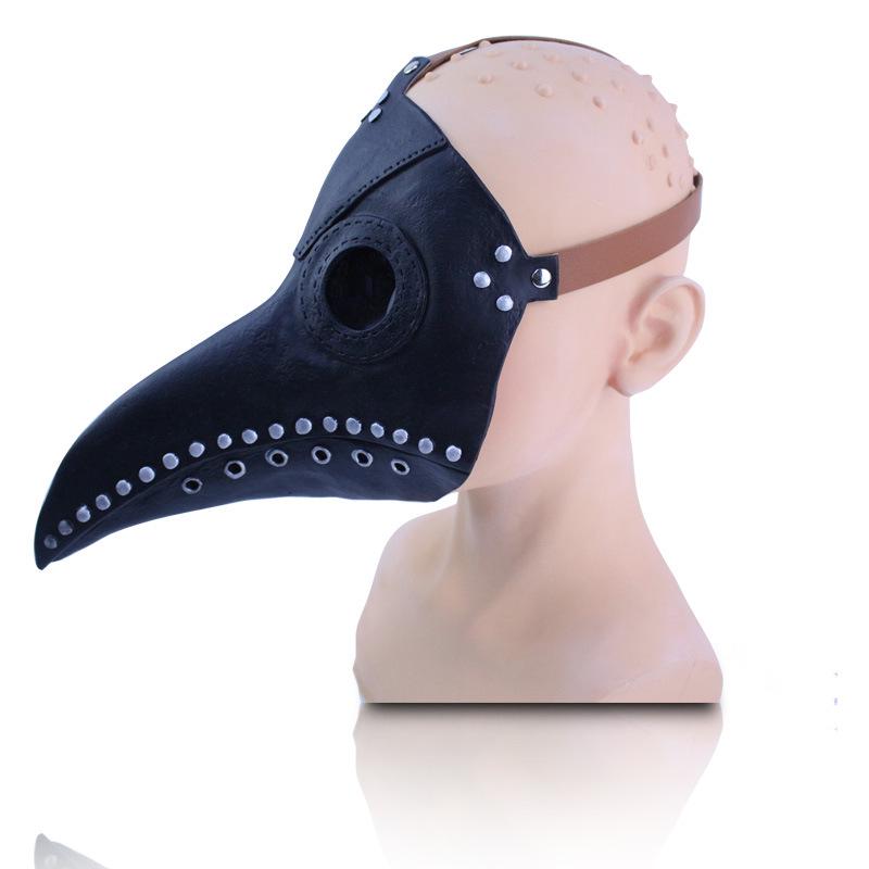 Halloween Gothic Punk Plague Doctor Beak Mask - Black Death Crow Latex Mask