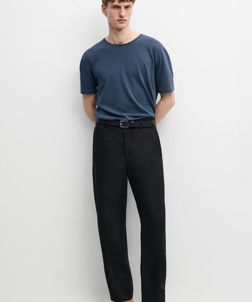 Masimodutti Linen Blend Short Sleeve T-Shirt