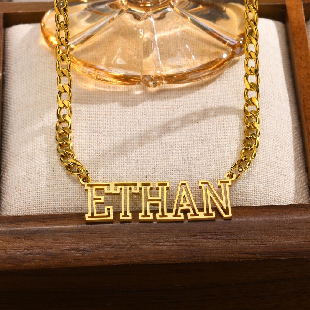 Free Personalized NK Chain Hollow Name Custom Necklace for Women,Stainless Steel Waterproof Necklace, Elegant Jewelry Gifts