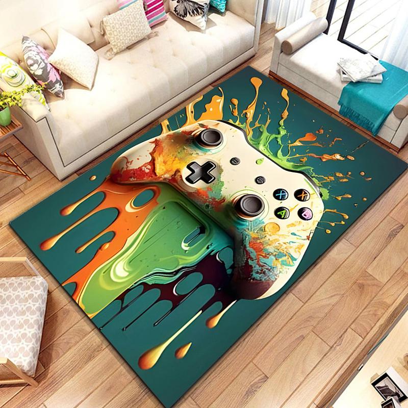 3D 80s Gamer Controller Area Rug Large,Carpet Rug for Living Room Bedroom Kitchen Decoration,Kid Play Game Non-slip Floor Mat