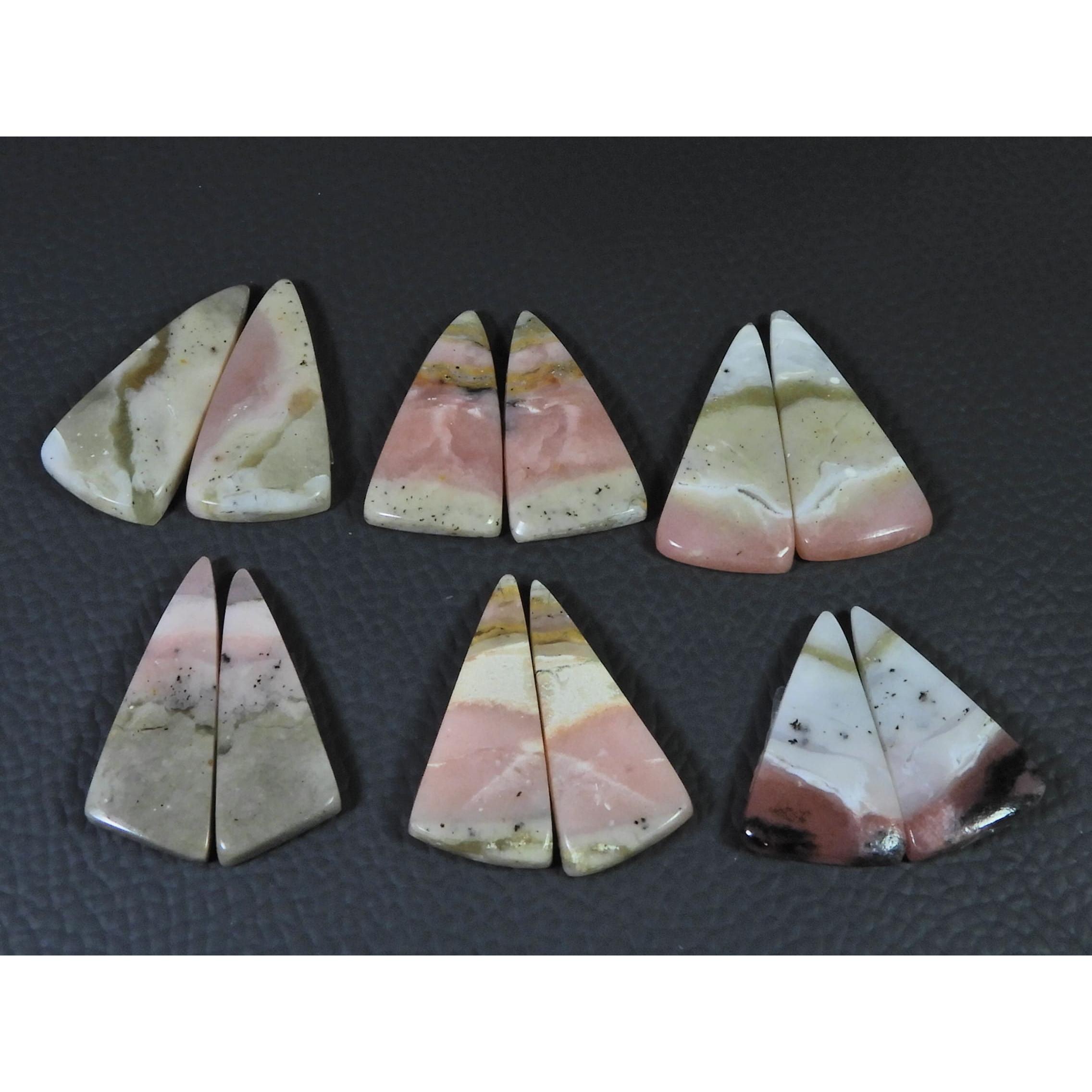 122Cts. Natural Pink Opal  Matched Pair Fancy Cabochon Gemstone 6Pair Lot C-1400