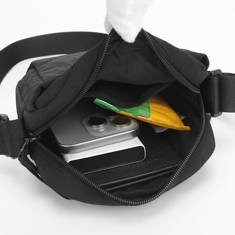 Men's Lightweight Nylon Crossbody Bag Small Vertical Shoulder Sling Bag for Travel Daily Commute