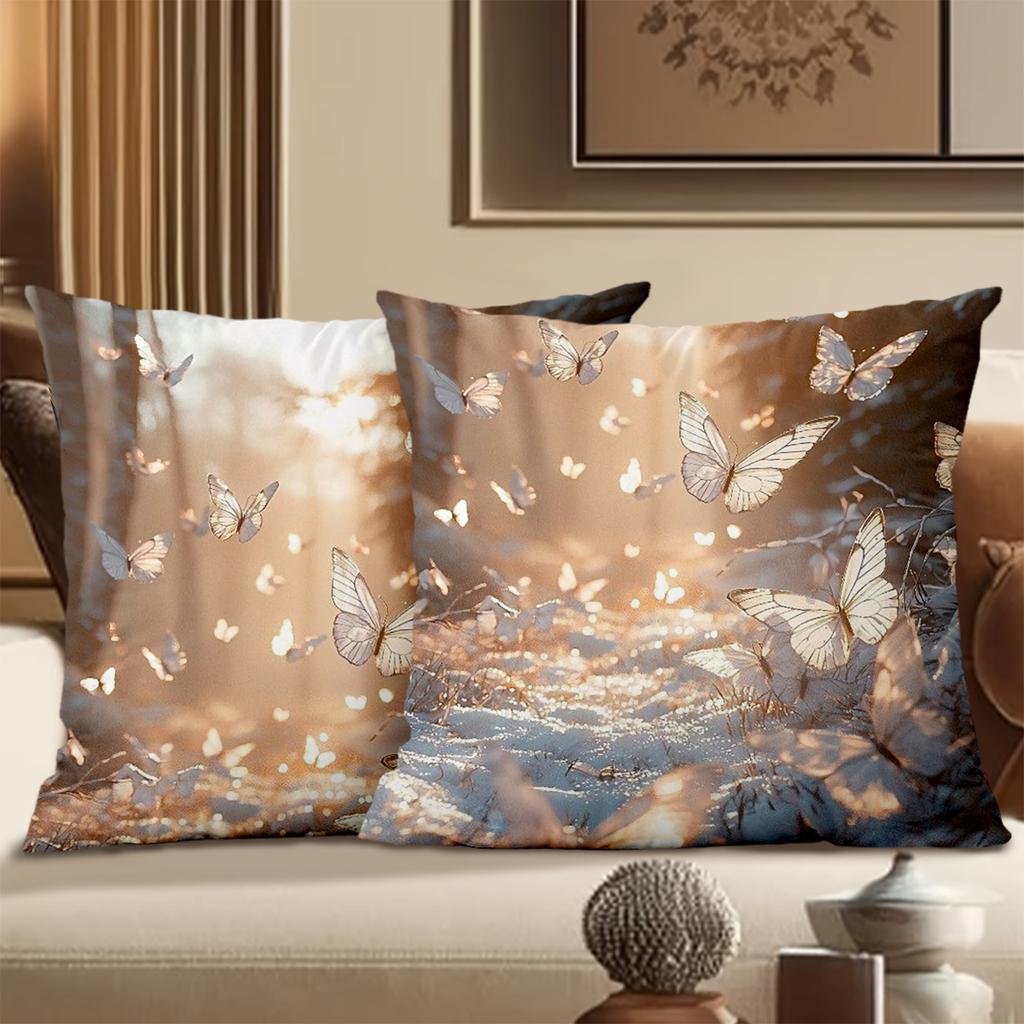 Butterfly & Maple Leaf Printed Soft Decorative Throw Pillows Polyester pillowcase, sofa decorative cushion cov Headboard Pillow