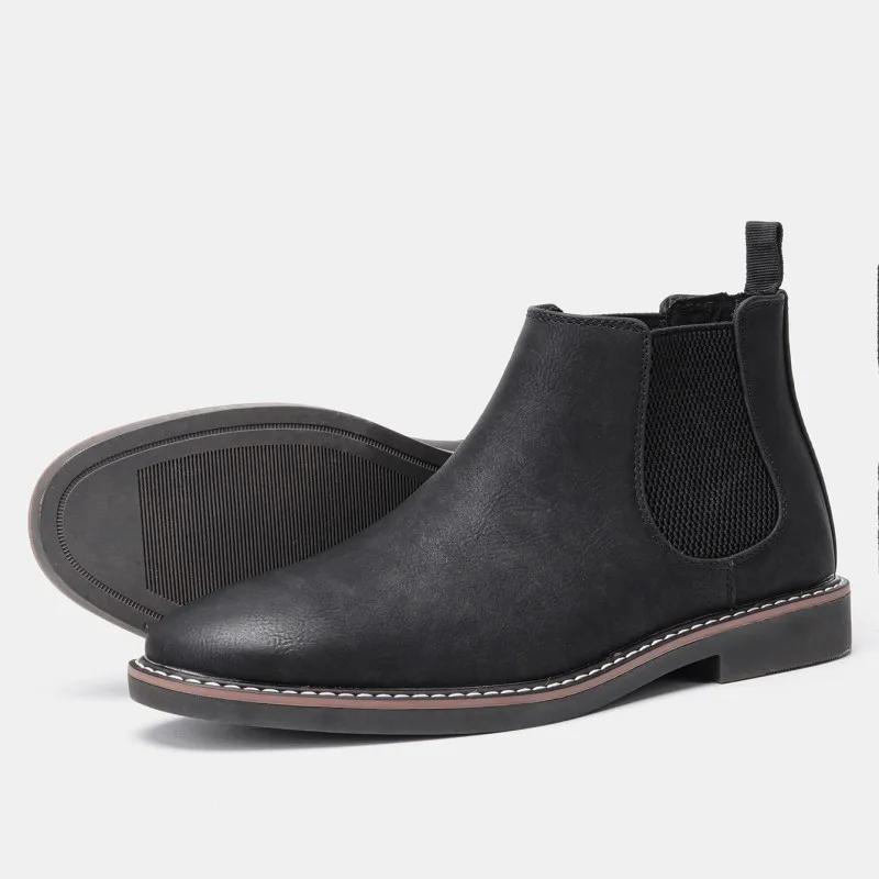 Fashion Botas Para Hombre High Quality British Men Shoe Men Chelsea Boot Fashion Leather Shoe Retro Men Large Ankle Boot Men Winter Shoe