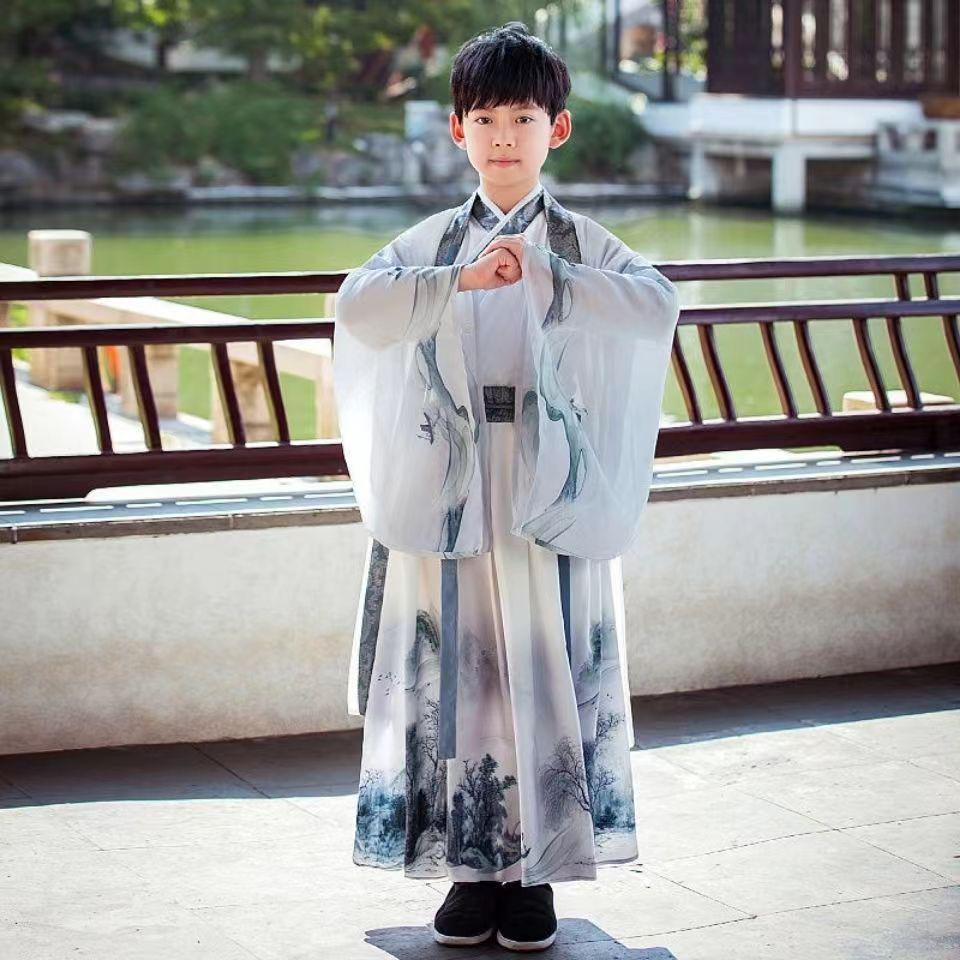 Costume Hanfu Dinastia Song per Bambini - Abito da Esibizione per Bambini Studente/Poeta