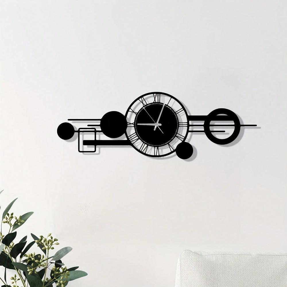 Powder Coated Metal Wall Art Sculpture Clock Geometric Design Industrial Style Home Decor