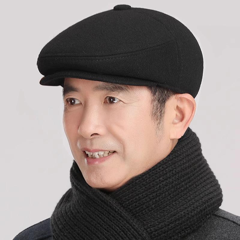 1Pc Male Autumn Winter Windproof Soft Lattice Beret Warm Woolen Cloth Forward Hat For Men Women Unisex Peaky Blinders Cap