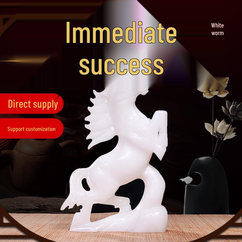 

Han White Jade Horse Zodiac Figurine for Office or Study Decor Height 15 cm