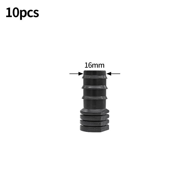10pcs 16mm Garden Irrigation Tubing Fitting Tube Tee Elbow Equal Barb Connector Repair Connector End Plug Micro Drip Adapte