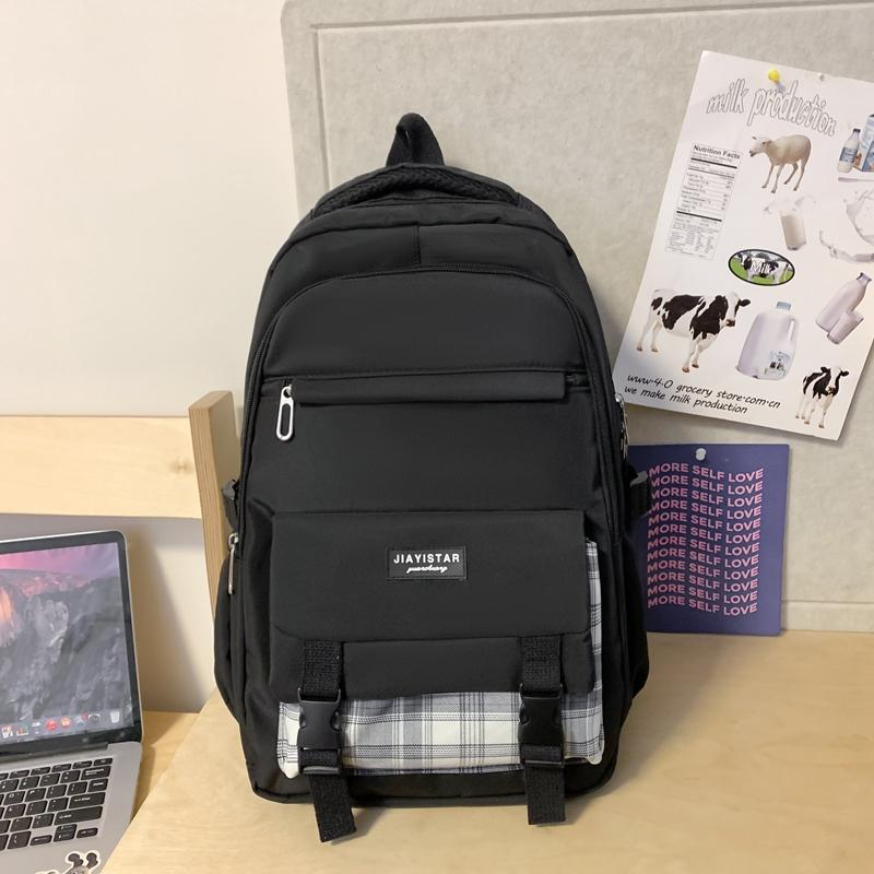 Student Backpack Couple Backpack Campus Plaid School Bag