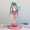 Creative Cartoon Hatsune Miku Virtual Singer Manga Figurines Green Long Hair Pink Skirt Kawaii Girl PVC Action Figure Model Toy