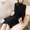 Snuofude Women's High-Neck Wool Blend Knitted Midi Dress