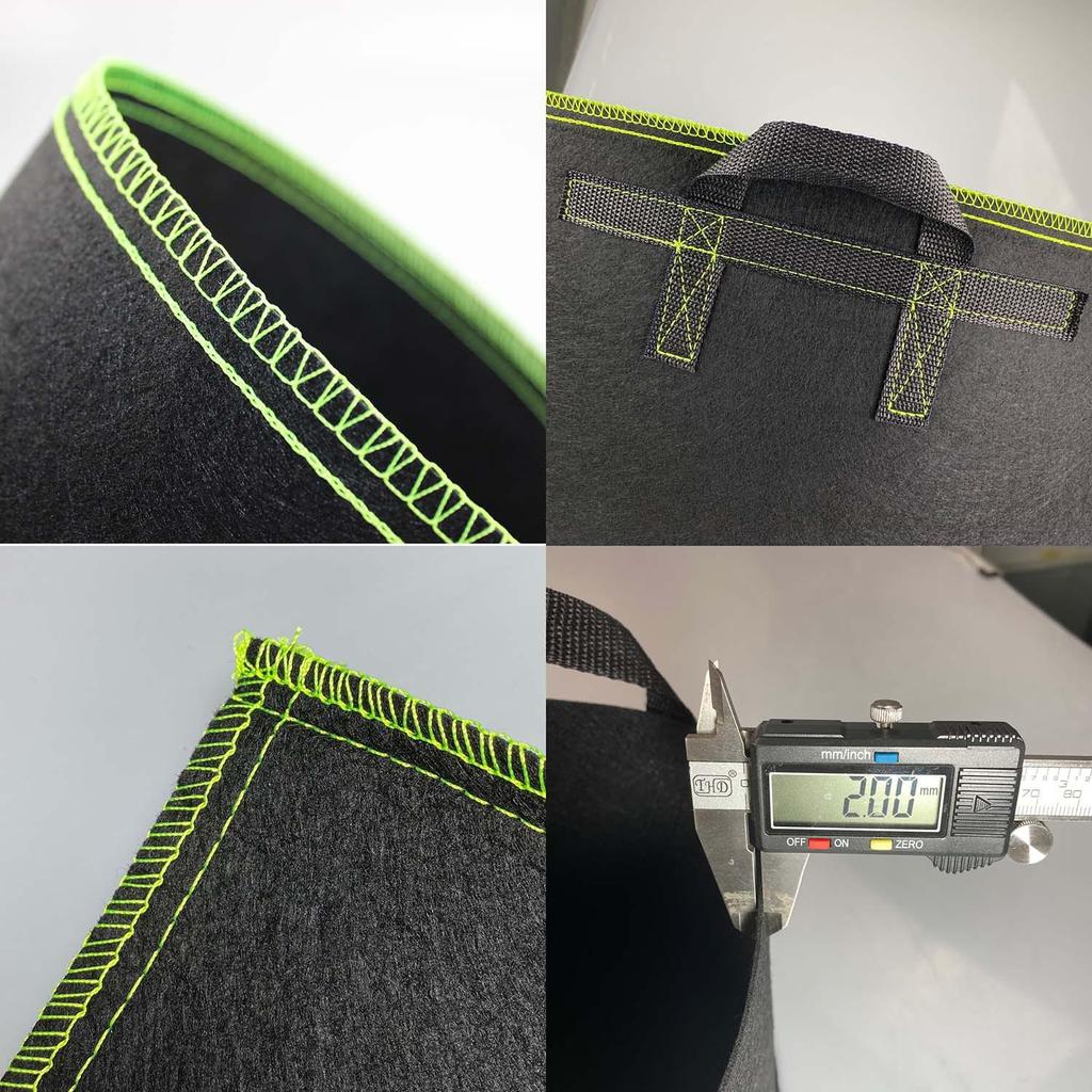 Black & Green Non-woven Felt Planting Bag for Vegetables & Nutrient Growing
