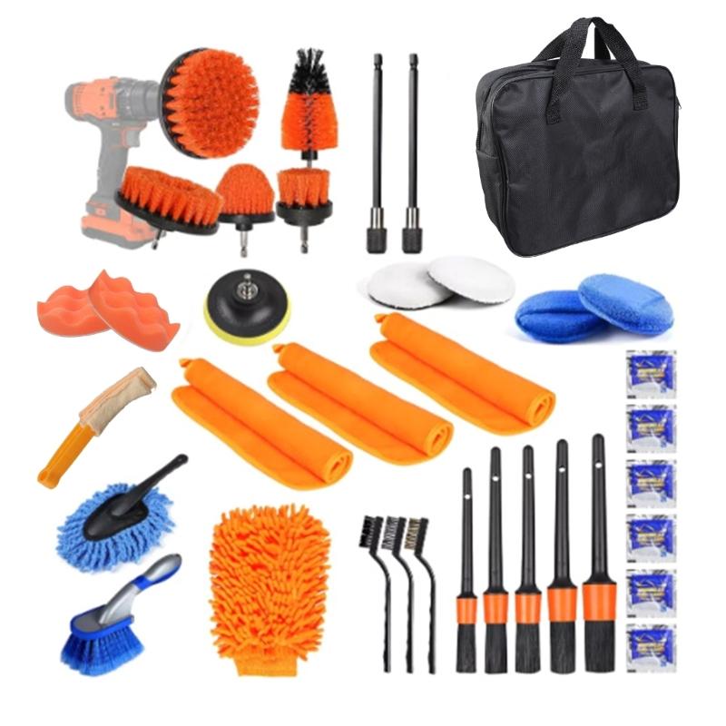 Car Cleanings Set Car Set for Interior and Exteriors Car Washing Set with Brushes Polishing Sponges Cleanings