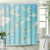Dragonfly Nature Landscape Shower Curtain - Realistic Insect Pattern, Polyester Bathroom Decor, 12 Hooks
