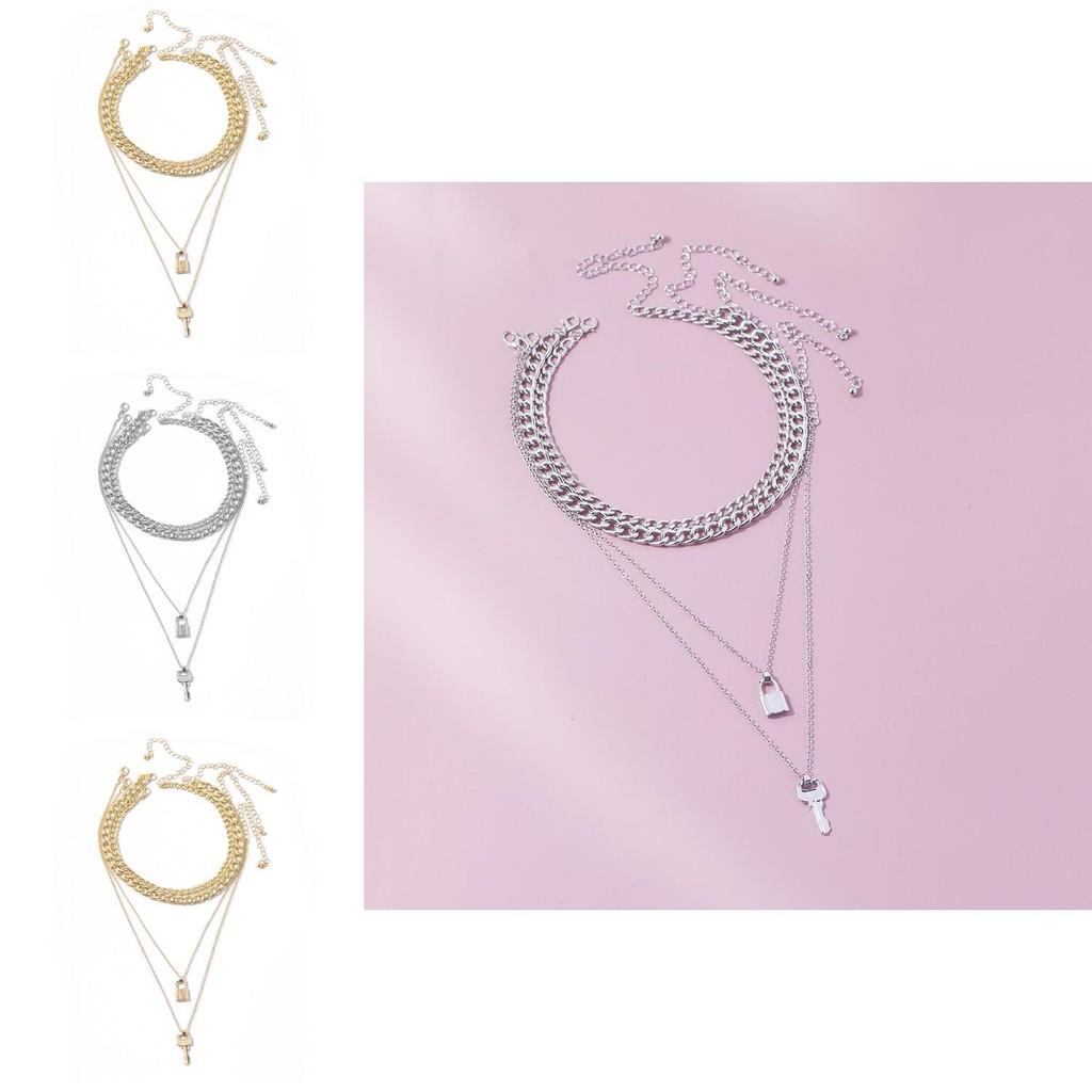 Stunning Multi-layer Alloy Key Pendant Necklace For Women Elegant Fashion Jewelry