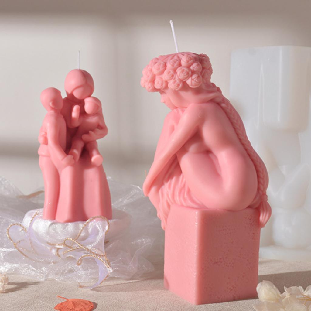 3D forma na novomanželskou svíčku s motivem růže, květu, vlasů pro dívky, sádrové silikonové formy, svatební, rodinné, dárkové, ke Dni matek, domácí vonná ozdoba