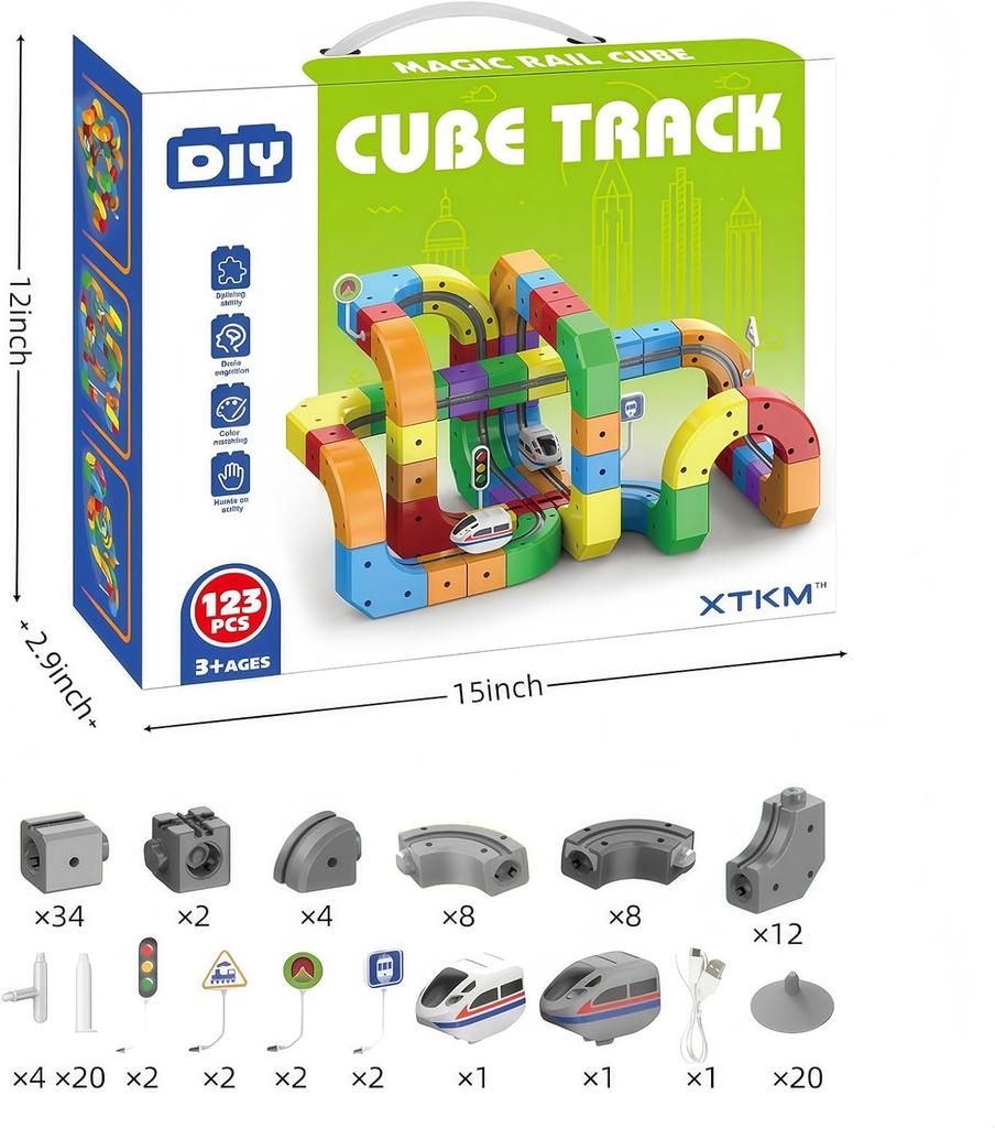 Magical Track Car Toys,Flexible Car Track Magical Train Set,DIY Race Car Track Building Kits with Train and Traffic Signs, 4-8 Year Old Boy Toys Gifts