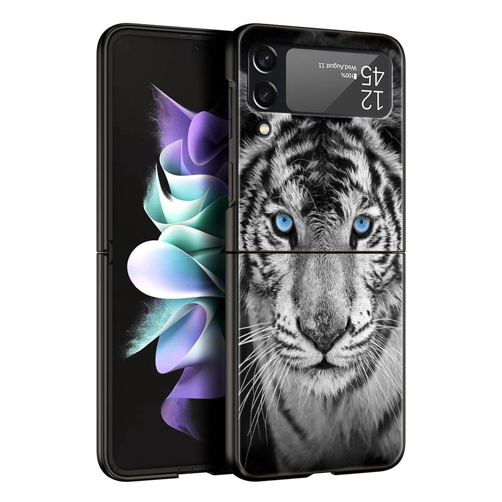 

Милый чехол для телефона с изображением льва, волка, тигра для Samsung Z Flip3 Flip4 Flip5, чехол для Z Flip 3 Flip 5 4 5G, черный жесткий складной чехол Galaxy Z Flip 4