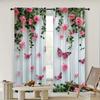 Elegant Butterfly And Pink Rose - Printed Curtains, Suitable For Bedroom And Living Room Home Decoration