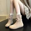 Fashion Suede Casual Short Boots for Women 2025 Fashion Ankle Boots New Short Slip on Flat Shoes Retro Versatile Soft Bottom Lady Boot