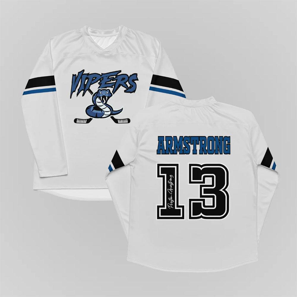 Rina Kent VIPERS HOCKEYTRIKOTS Langarm V-Ausschnitt Locker Herren T-Shirt Lässige Mode Unisex Streetwear Design Grafik-T-Shirts