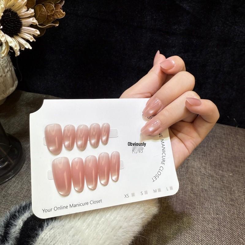 Nude Pink Gradient Cat Eye Whitening Aurora Nail Art Removable Stickers