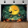 Party Backdrop Halloween Moon Spooky Enchanting Witch Full Jack Lanterns Scene Celebration Photo Booth Party Decor