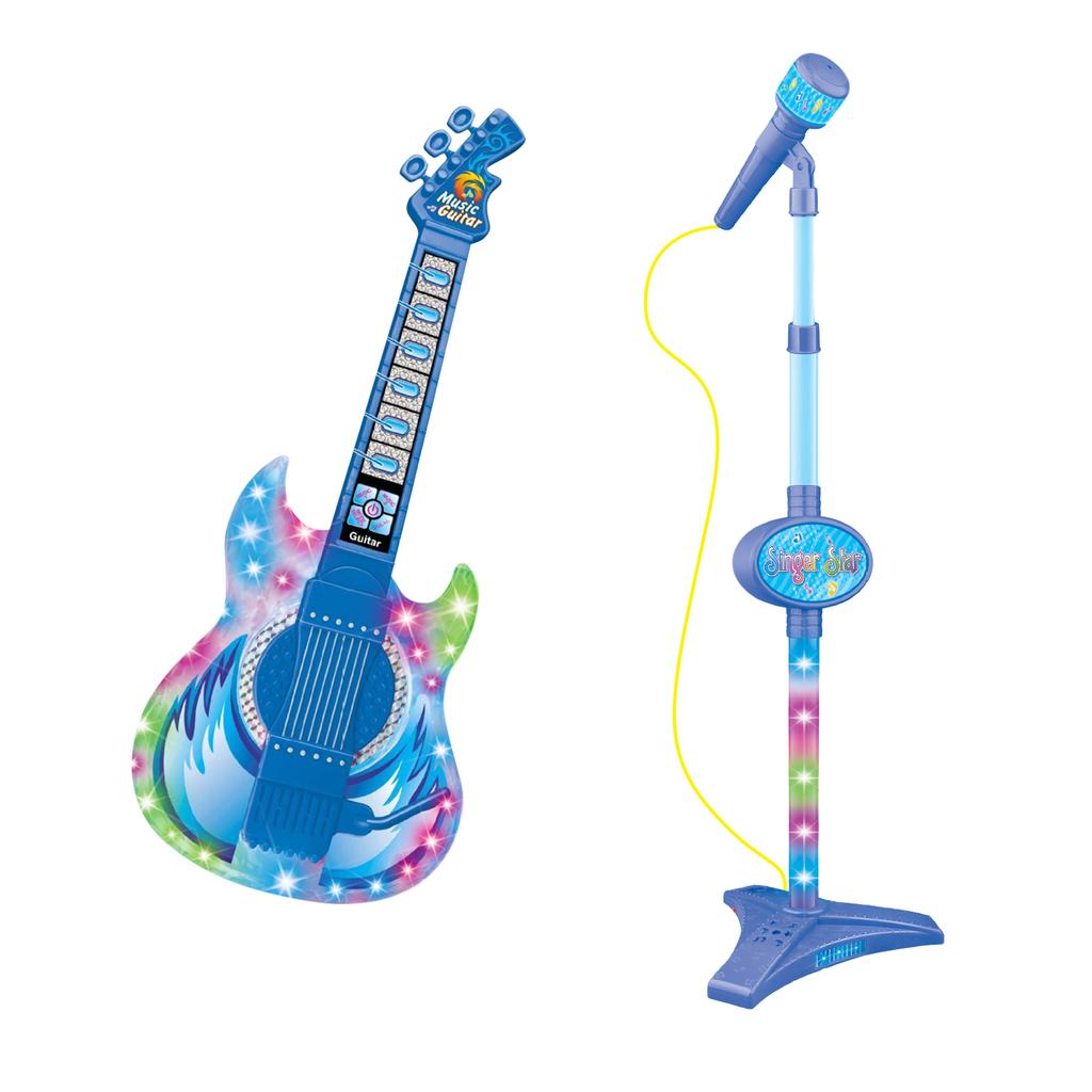 Electric Guitar Electronic Musical Instruments Multi-functional Kids' Microphone Sing Song Educational Games Toys for Girls Boys