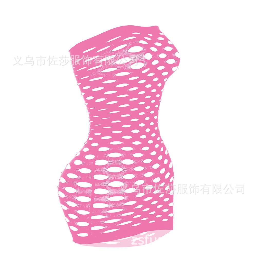 Sexy and romantic underwear for export, large hole body-hugging dress, strapless romantic net dress, net dress, full-body Sheer mesh  round hole...