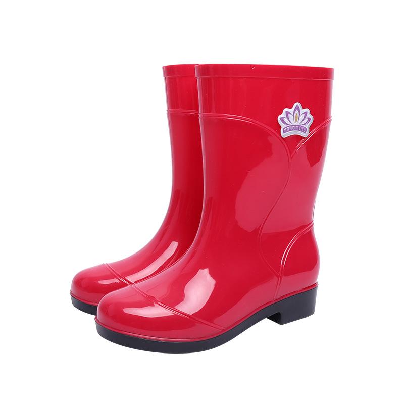 Water Shoes Velvet Cotton Women's Rain Boots Rain Shoes Anti-rubber Shoes Half Tube Water Boots Medium Tube Warm Explosion