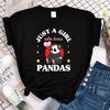 Funny Cute Panda Printed T Shirt for Women Summer Short Sleeve Cartoon Casual Creative T-shirt Vintage Round Neck Clothes