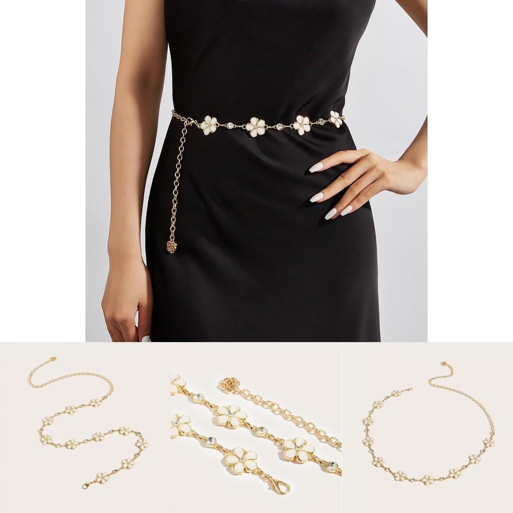 Womens Metal Floral Waist Chain With Hook Fastening For Fashionable Attire