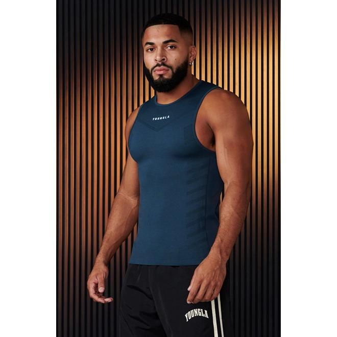 

Летний фитнес спорт бег повседневный жилет эластичный и дышащий мужские майки XXXL павлин голубой