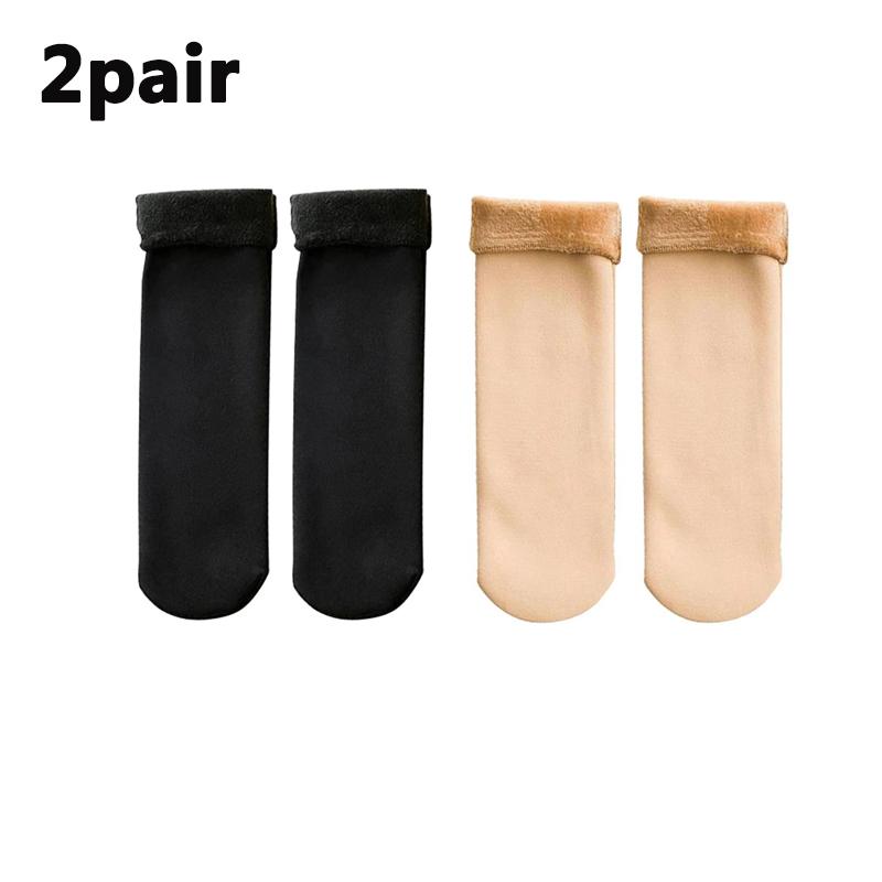 Winter Warm Solid Women Socks Thicken Thermal Socks Wool Cashmere Black Skin Seamless Snow Sock Velvet Unisex Socks