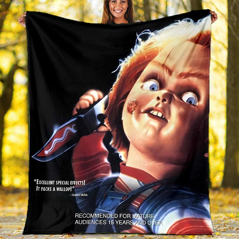 1pc Chucky3 Theme Blanket - Digital Print, Polyester, Cozy for All Seasons, Perfect for Outdoor, Camping, and Travel