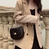 Soft leather 2024 summer new fashion women's shoulder and crossbody bag with diamond embroidery and double-layer chain saddle bag trendy