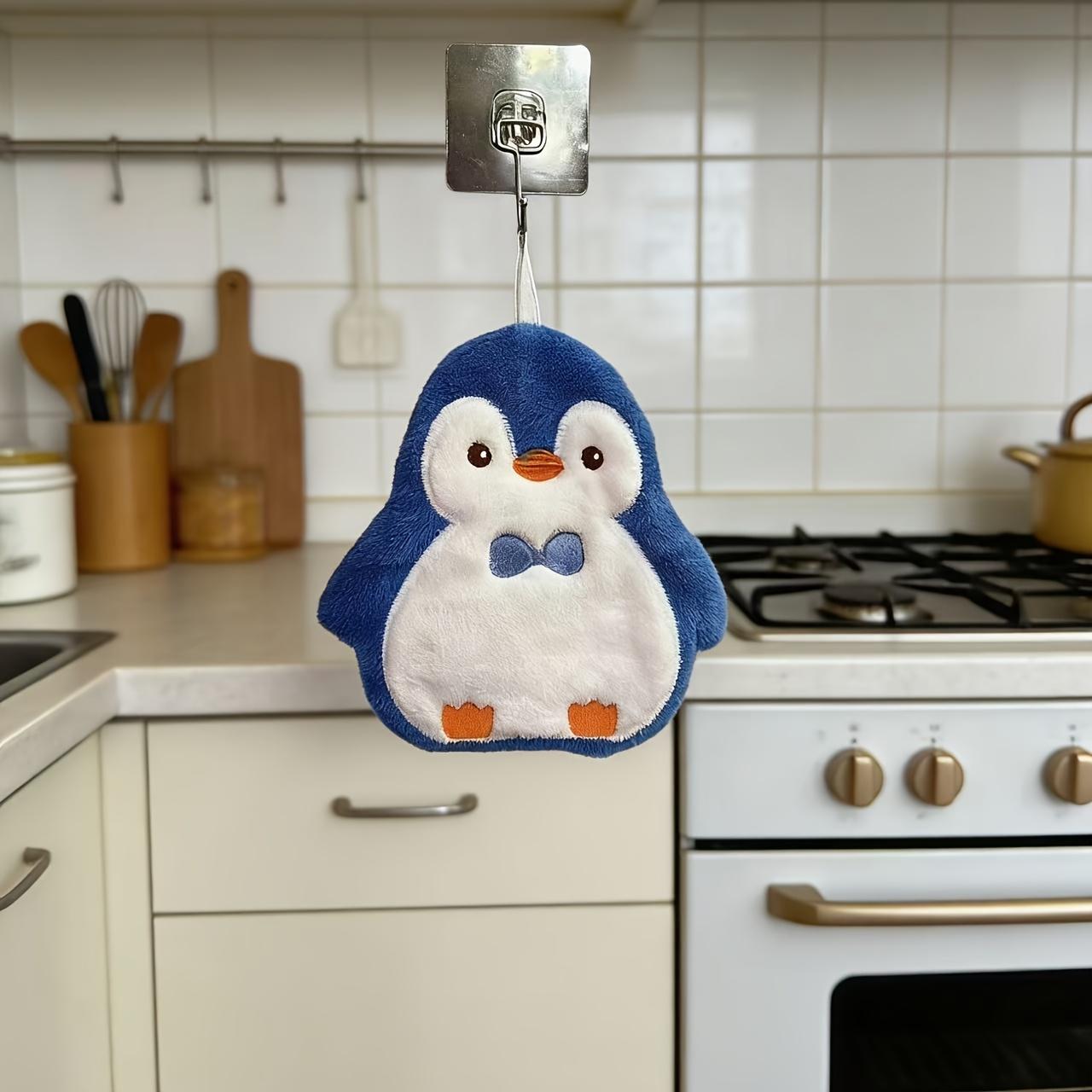 

1Pc Bowtie Penguin Absorbent Quick-Dry Hanging Hand Towel, Essential For Kitchen And Bathroom, Dirt-Resistant Multi-Purpose Towel 1Pc-Penguin Blue