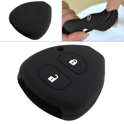 2 Tasten Silikon Panel Autoschlüssel Hülle Schutz Halter Auto Schwarz Schlüsselhülle für Toyota Camry Highlander Corolla Hilux Vitz Vios Rav4 Aqua Land Cruis