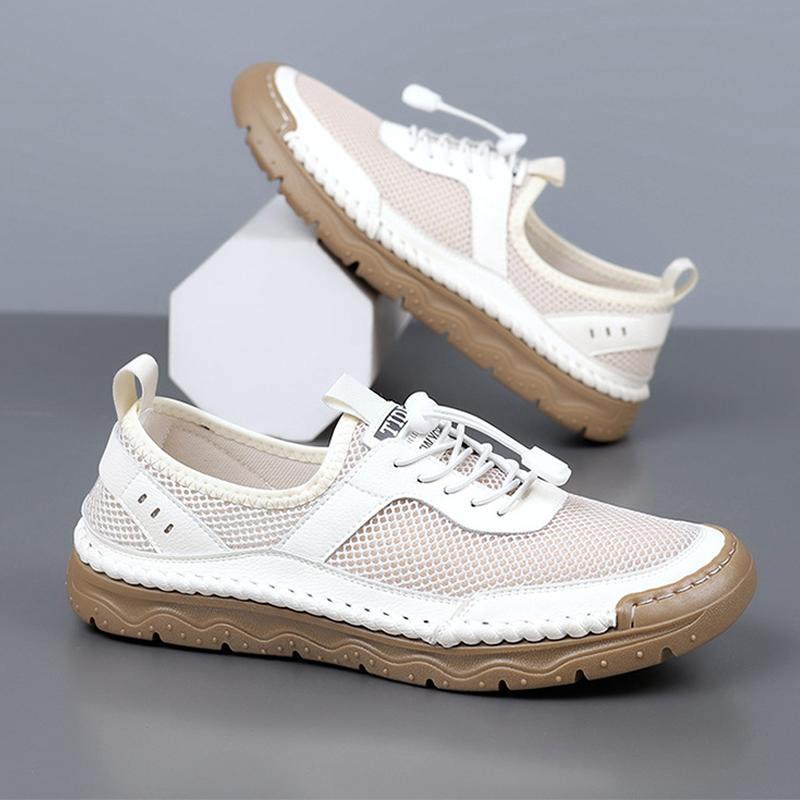 

2025 Spring Summer Mens Shoes Flat Breathable Mesh Shoes Brand Male Footwear Black White Brown D481 44 белый